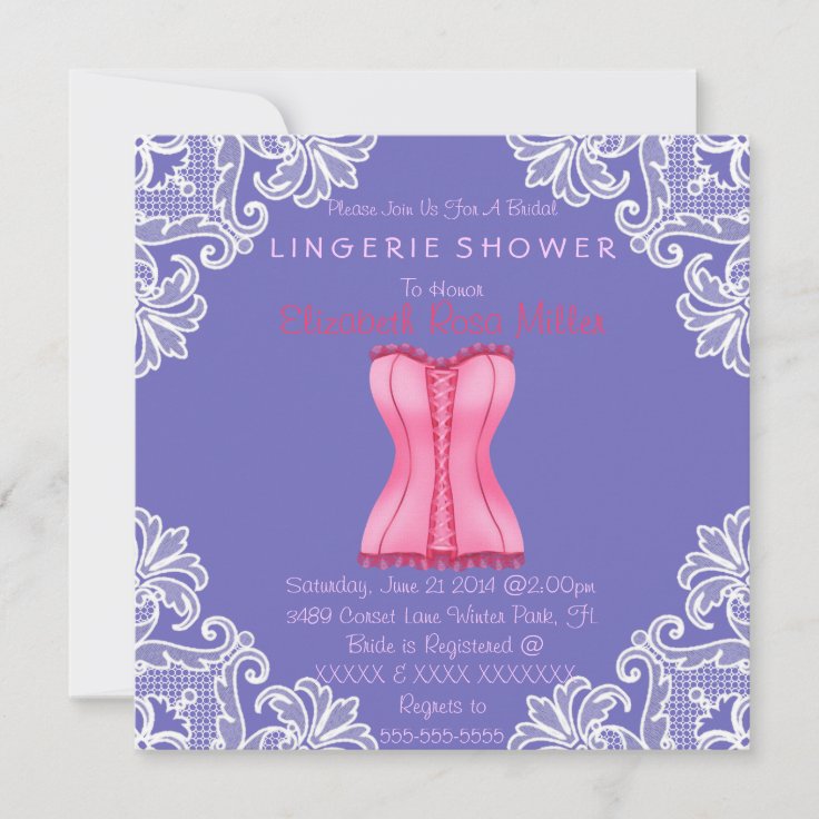 Pink Corset And White Lace Lingerie Bridal Shower Invitation Zazzle