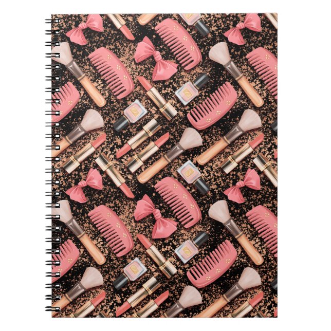 Pink Cosmetics Pattern Glitter  Notebook (Front)