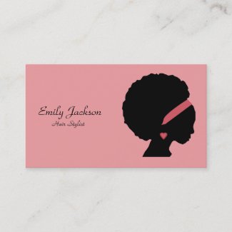 Pink Cosmetology Natural Hair Afro Lady Business Card