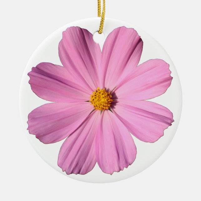 Pink Cosmos Ceramic Ornament (Front)