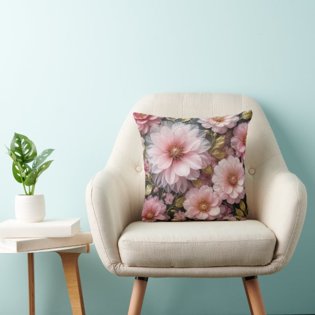 Pink Cosmos Collection Throw Pillow (Chair)