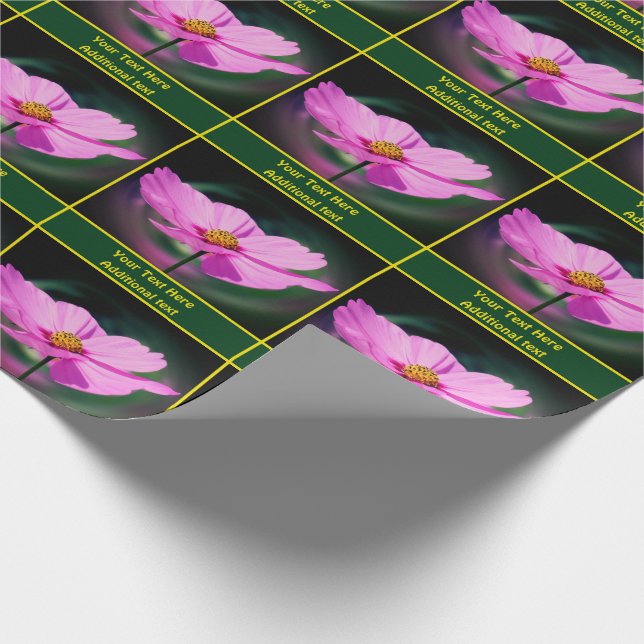 Pink Cosmos Daisy Flower Nature Personalized Wrapping Paper (Corner)