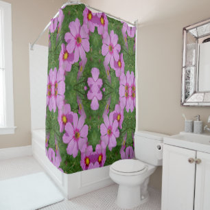 Pink Cosmos Daisy Flowers Abstract Nature  Shower Curtain