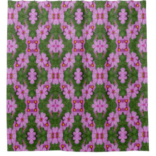 Pink Cosmos Daisy Flowers Art Pattern Shower Curtain