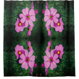 Pink Cosmos Daisy Flowers Nature Art Shower Curtain