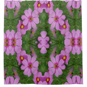 Pink Cosmos Daisy Flowers Nature Art Shower Curtain