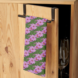 Pink Cosmos Daisy Flowers Nature Pattern Kitchen Towel