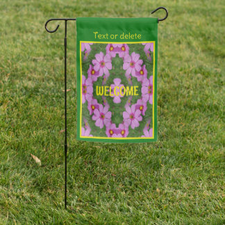 Pink Cosmos Daisy Flowers Nature Personalized Garden Flag