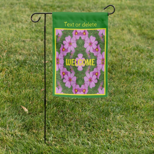 Pink Cosmos Daisy Flowers Nature Personalized Garden Flag (In SItu)