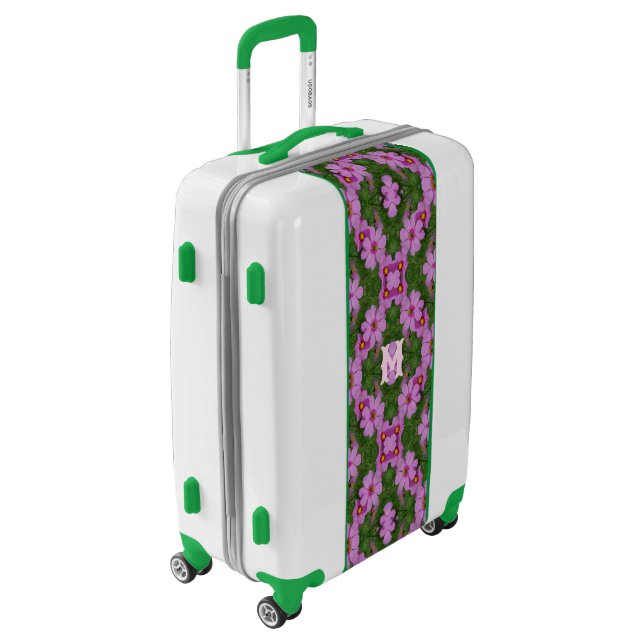 Pink Cosmos Daisy Flowers Nature Personalized  Luggage (Rotated Left)