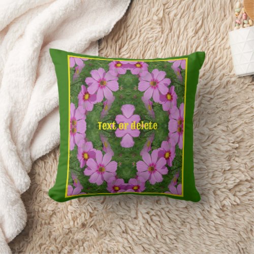 Pink Cosmos Daisy Flowers Nature Personalized  Throw Pillow