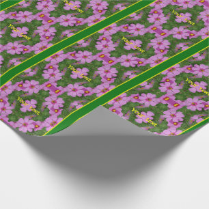 Pink Cosmos Daisy Flowers Personalized Nature Wrapping Paper