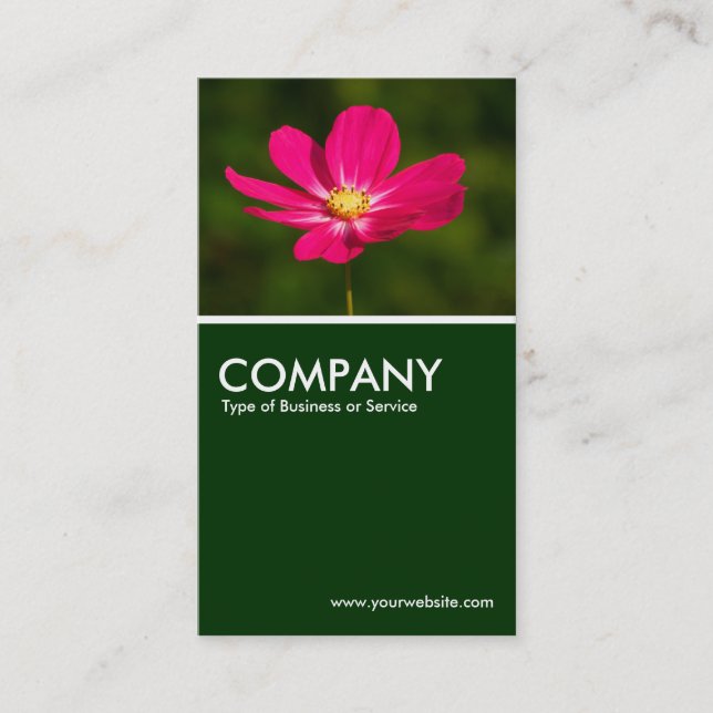 Pink Cosmos - Dark Green Business Card (Front)