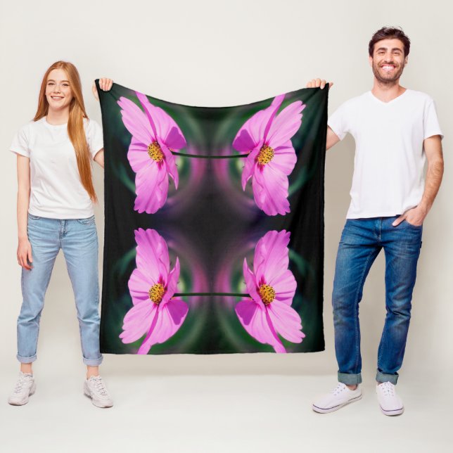 Pink Cosmos Flower Abstract     Fleece Blanket (In Situ)
