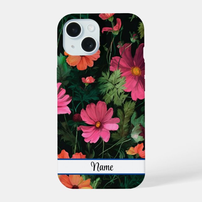 Pink Cosmos Flower Design Iphone Case (Back)