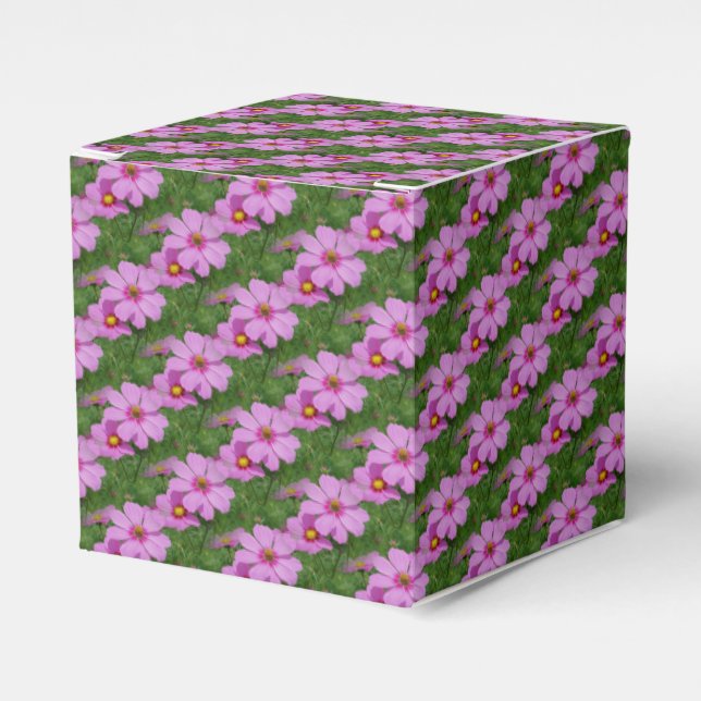 Pink Cosmos Flower Nature Pattern Favor Boxes (Front Side)