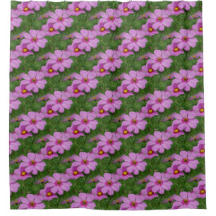 Pink Cosmos Flower Pattern Shower Curtain