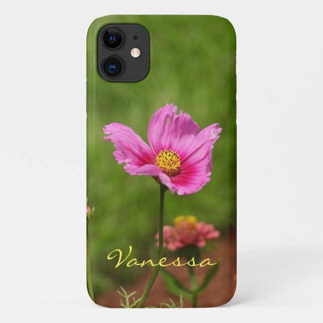 Pink Cosmos Flower *Personalize* Case-Mate iPhone Case (Back)