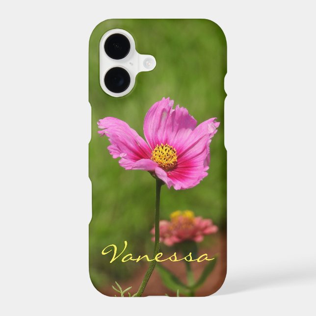 Pink Cosmos Flower *Personalize* Iphone Case (Back)