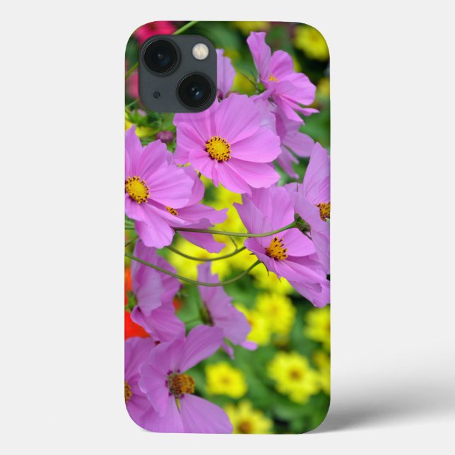 Pink cosmos flower print ipad case (Back)