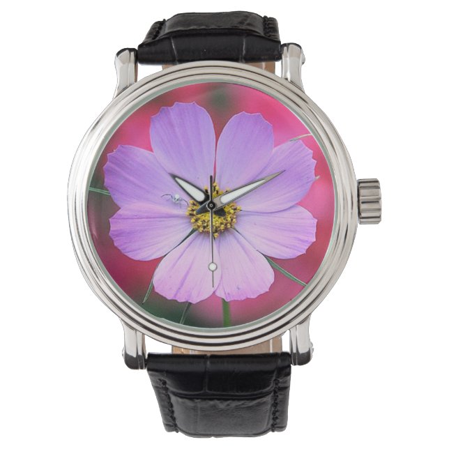 Pink Cosmos Flower Watch (Front)