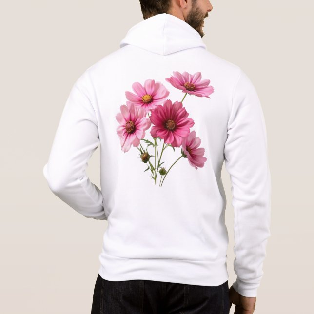 Pink Cosmos Flowers-23456 Hoodie (Back)