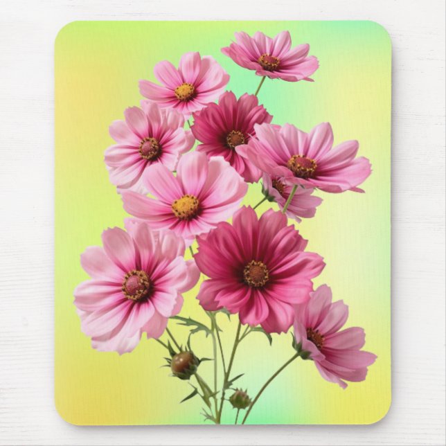 Pink Cosmos Flowers-23456 Mouse Pad (Front)