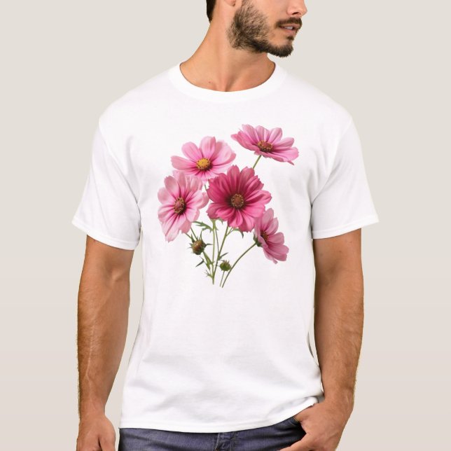 Pink Cosmos Flowers-23456 T-Shirt (Front)