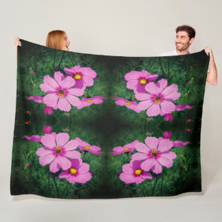 Pink Cosmos Flowers Abstract Fleece Blanket