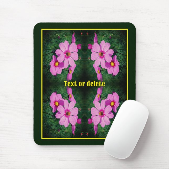 Pink Cosmos Flowers Abstract Personalized Mouse Pad (With Mouse)