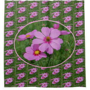 Pink Cosmos Flowers Art Pattern    Shower Curtain