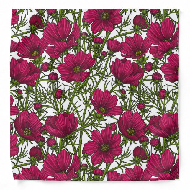 Pink Cosmos flowers Bandana (Front)