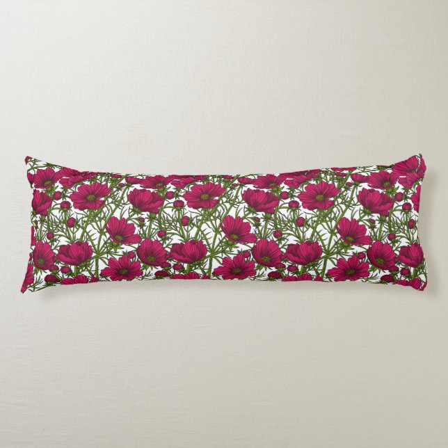 Pink Cosmos flowers Body Pillow (Front)