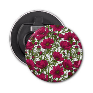Pink Cosmos flowers Bottle Opener