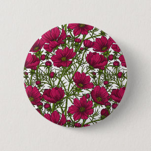 Pink Cosmos flowers Button