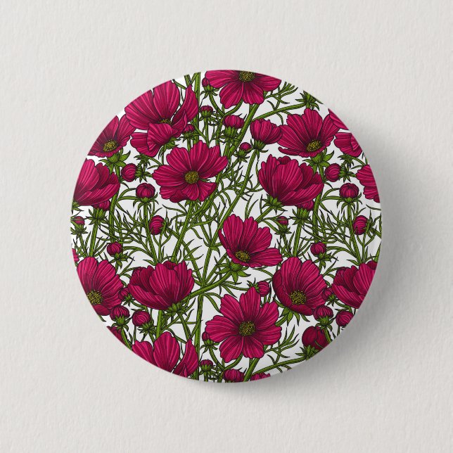 Pink Cosmos flowers Button (Front)