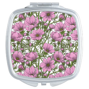 Pink Cosmos flowers Compact Mirror