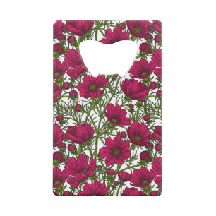 Pink Cosmos flowers Credit Card Bottle Opener
