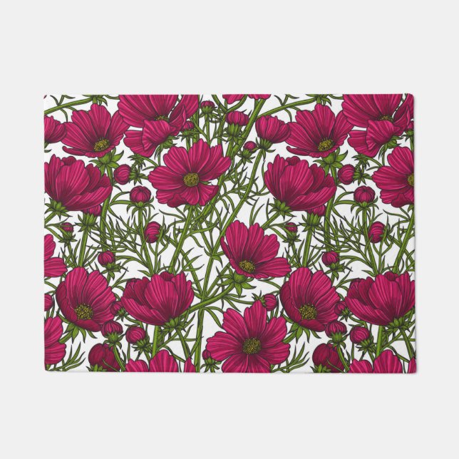 Pink Cosmos flowers Doormat (Front)