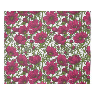Pink Cosmos flowers Duvet Cover