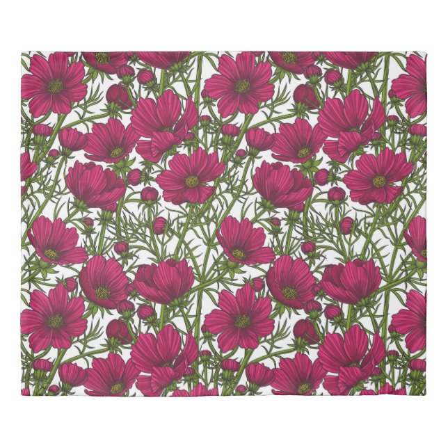 Pink Cosmos flowers Duvet Cover (Front)