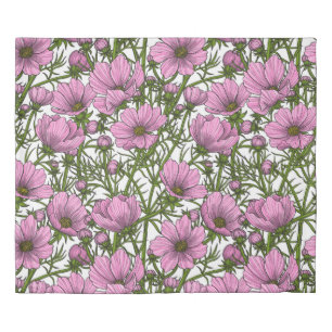 Pink Cosmos flowers Duvet Cover