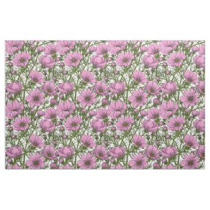 Pink Cosmos flowers Fabric