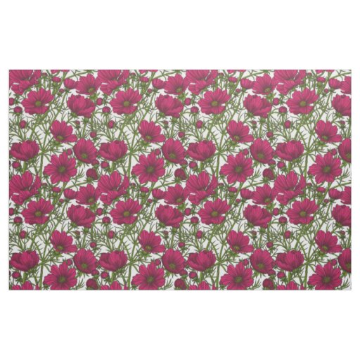 Pink Cosmos flowers Fabric