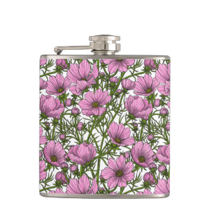 Pink Cosmos flowers Flask