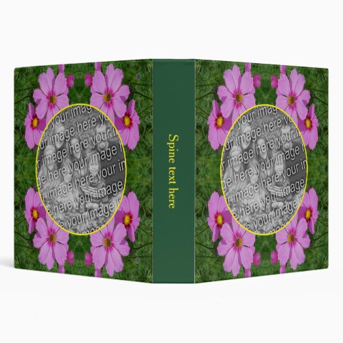 Pink Cosmos Flowers Frame Create Your Own Photo 3 Ring Binder