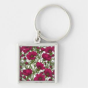 Pink Cosmos flowers Keychain