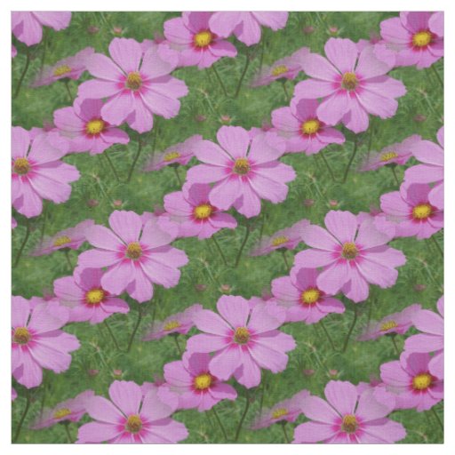 Pink Cosmos Flowers Nature Floral Pattern Fabric