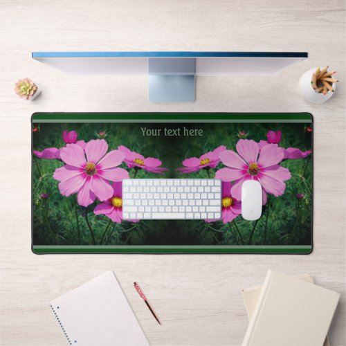 Pink Cosmos Flowers Nature Personalized Desk Mat