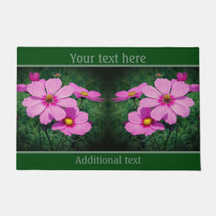 Pink Cosmos Flowers Nature Personalized Doormat